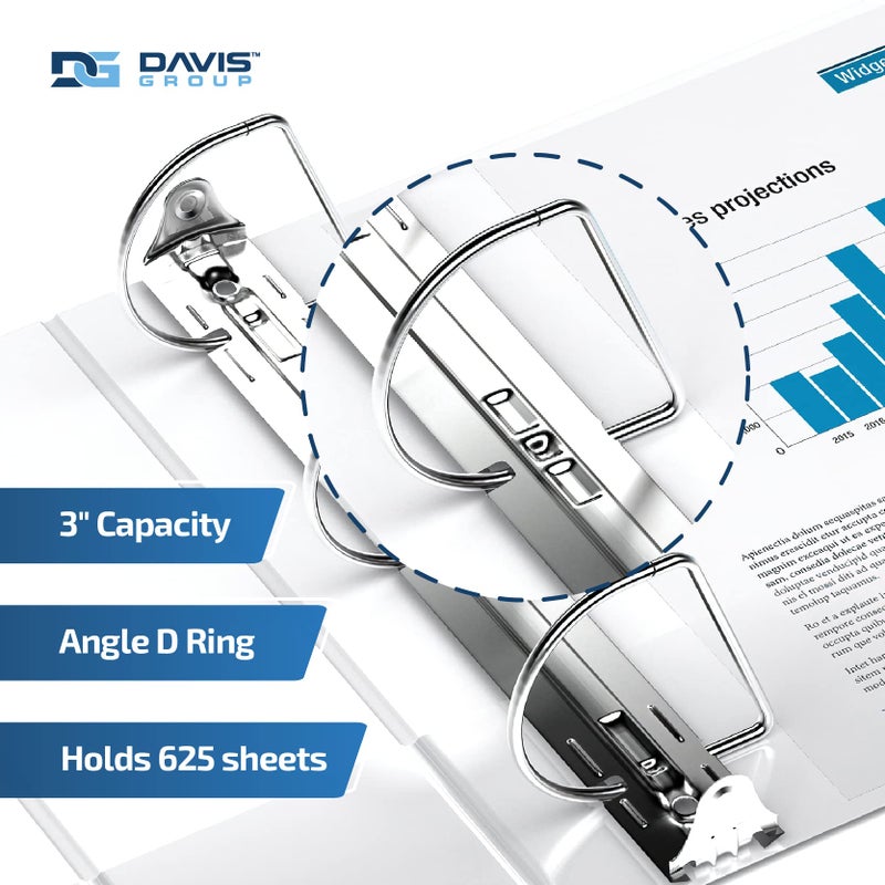 Davis Group Premium Economy 6-Pack 3-Ring Binders for School or Office, D-Ring Binders, 3 Inch, White - Image 2